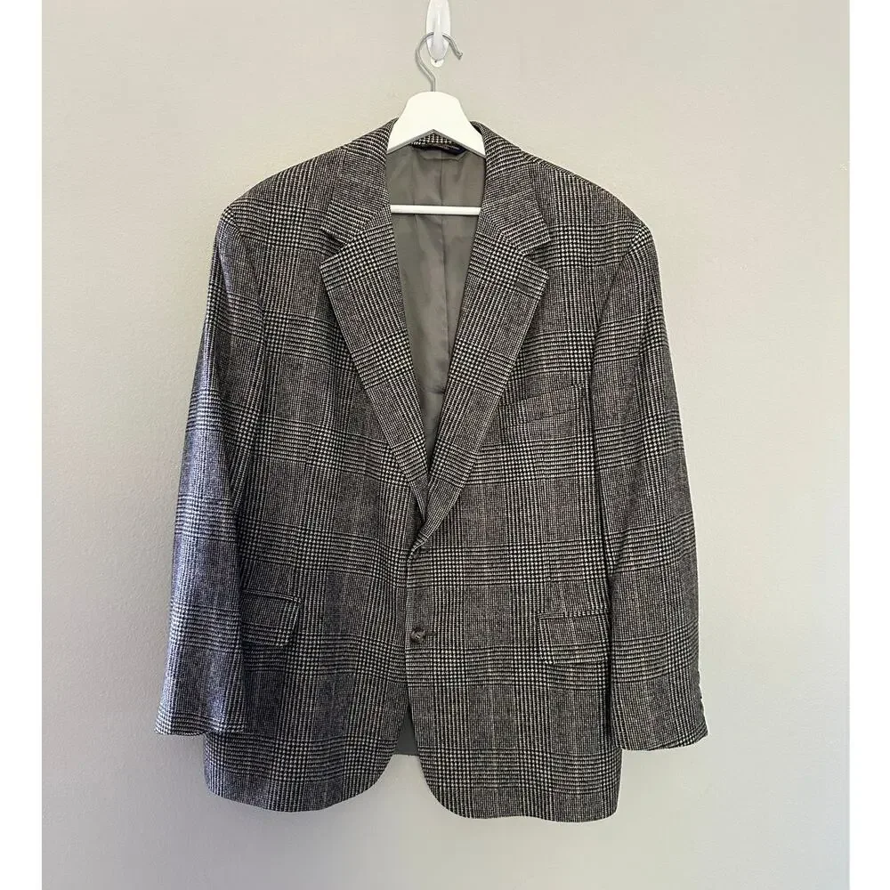 Vintage Brooks Brothers Plaid Camel Hair Sport Coat size 44 short